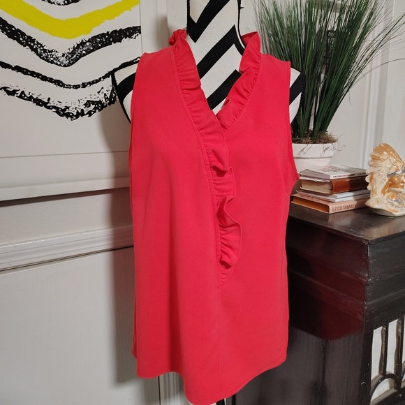 Trina Turk Ruffled Neckline Top Watermelon Color Women's Medium - Current Style - Picture 8 of 10